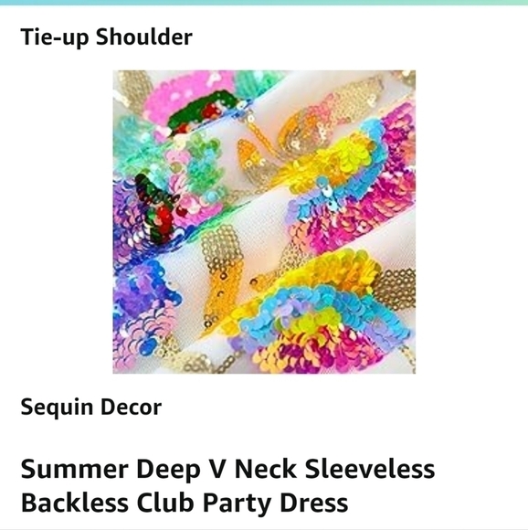 White Ditsy Floral, Embroidered,  Contrast Sequin Formal Mini Dress - Picture 7 of 11